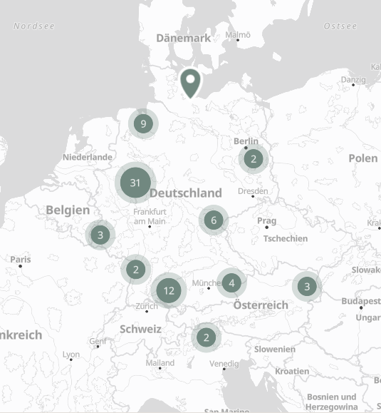 Duetschlandkarte mit den Roomio Haendlerstandorten